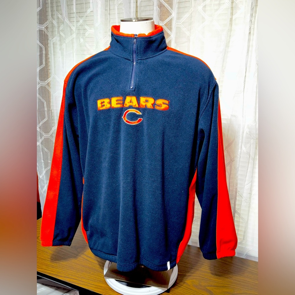 NFL Team Apparel Reebok 2XL CHICAGO BEARS fleece 1/4 zip 30”L 26” p2p 2 pockets
